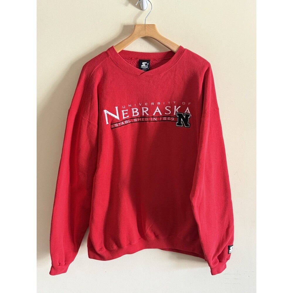 Vintage 90s Mens XL NEBRASKA HUSKERS NCAA‎ Crewneck Embroidered Starter Sweater